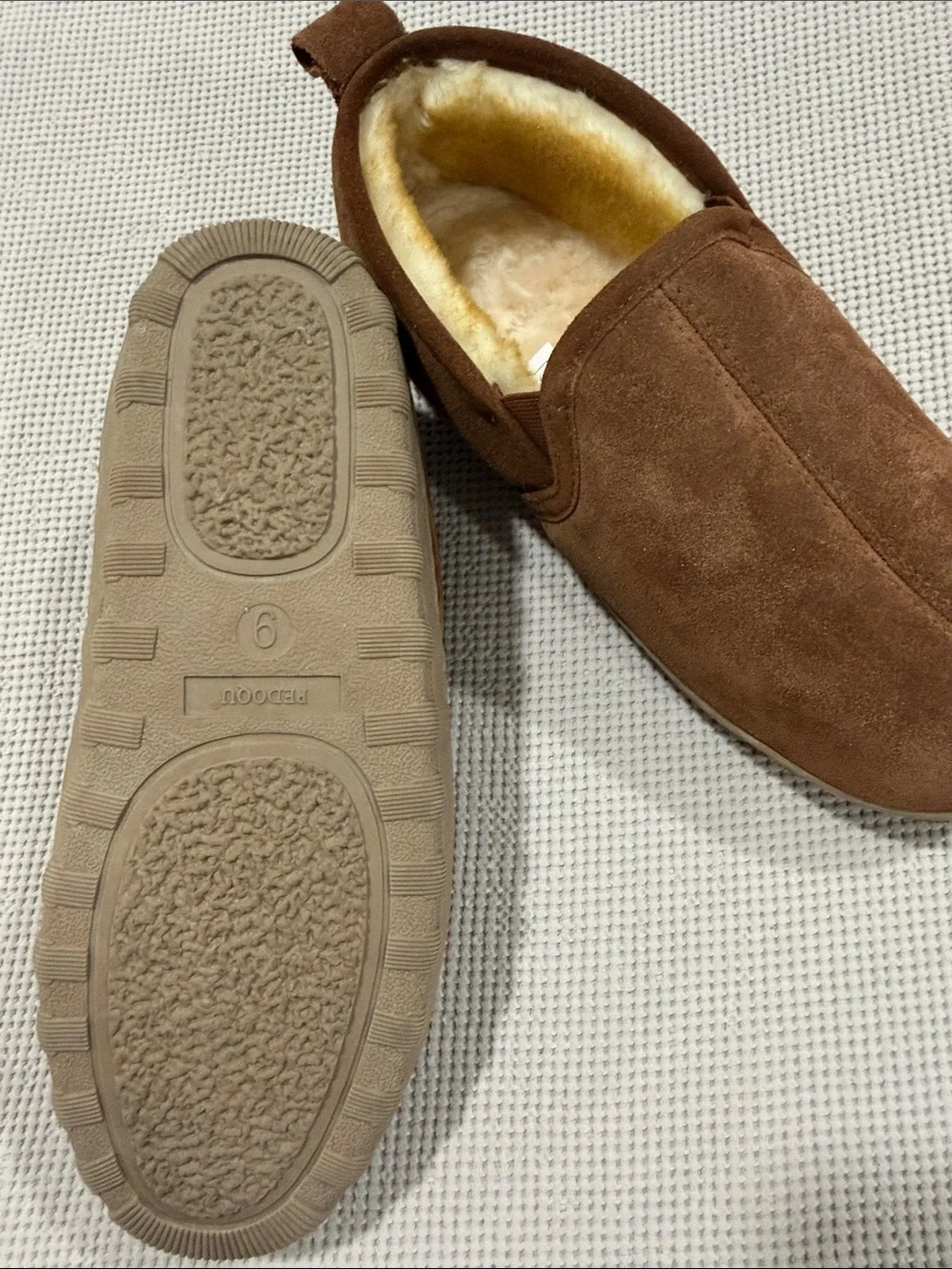 Pedoqu Men's Brown Suede Slip-On Indoor/Outdoor Slippers